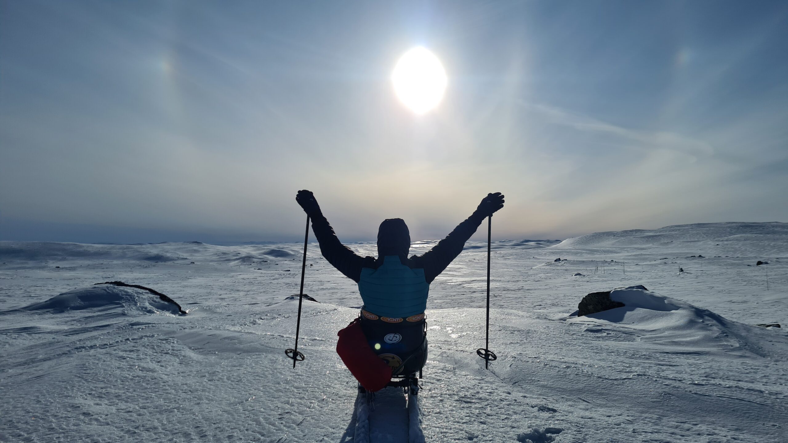 Karen Darke in her sit ski in Greenland